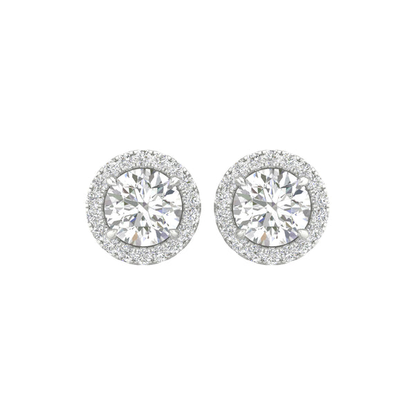 B. BRILLIANT Sterling Silver Round Halo Necklace & Stud Earrings Set With European Crystals - Multiple Birthstone Colors