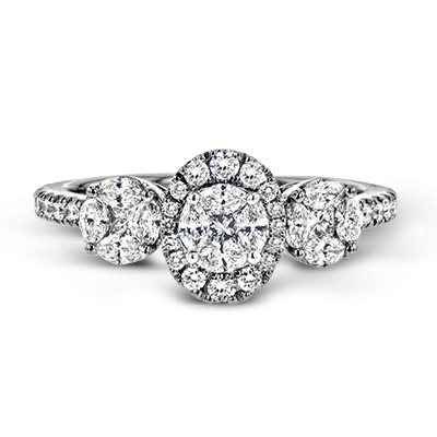 Zeghani Trinity Oval Cluster ring with side diamonds.