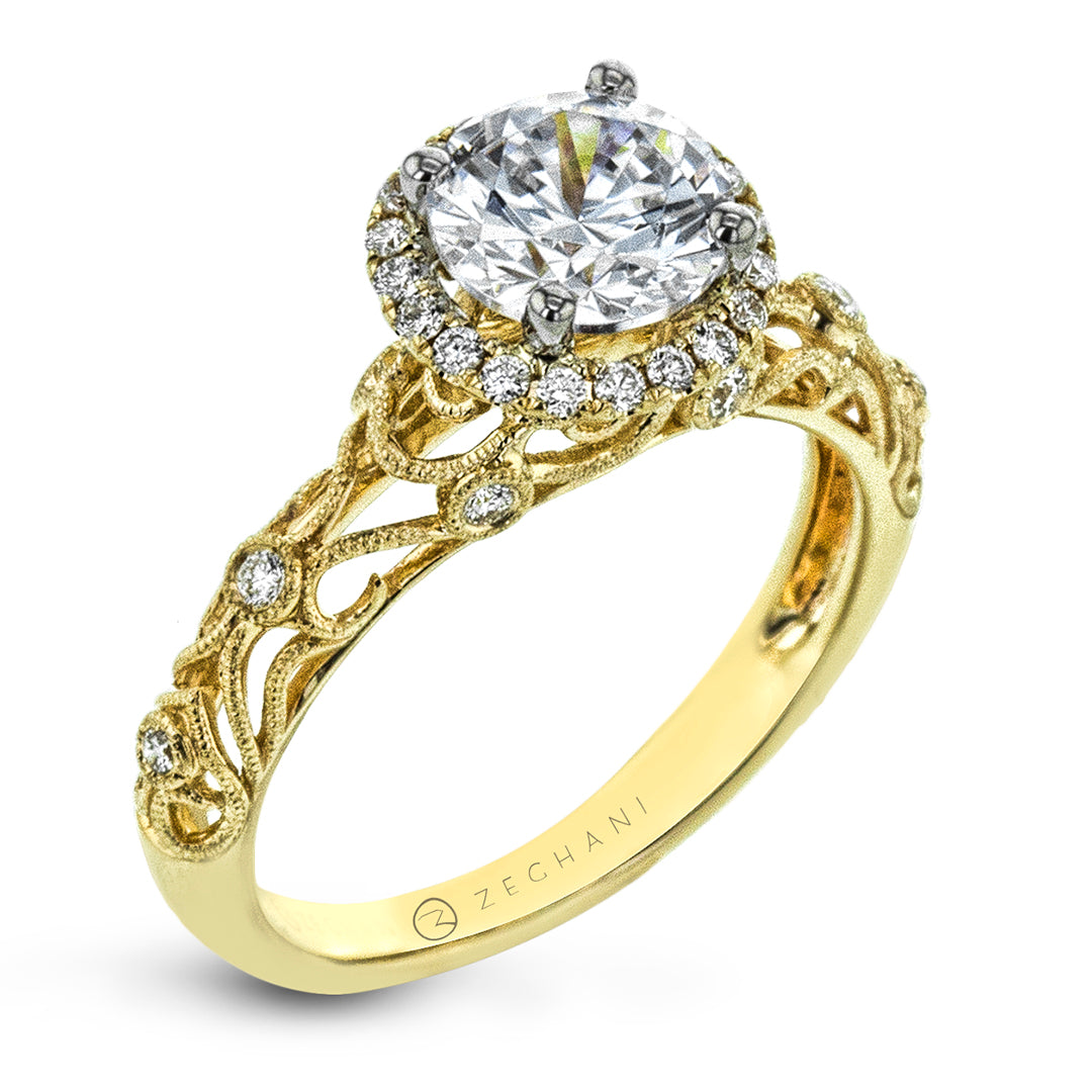 Zeghani Halo Crown Engagement Ring