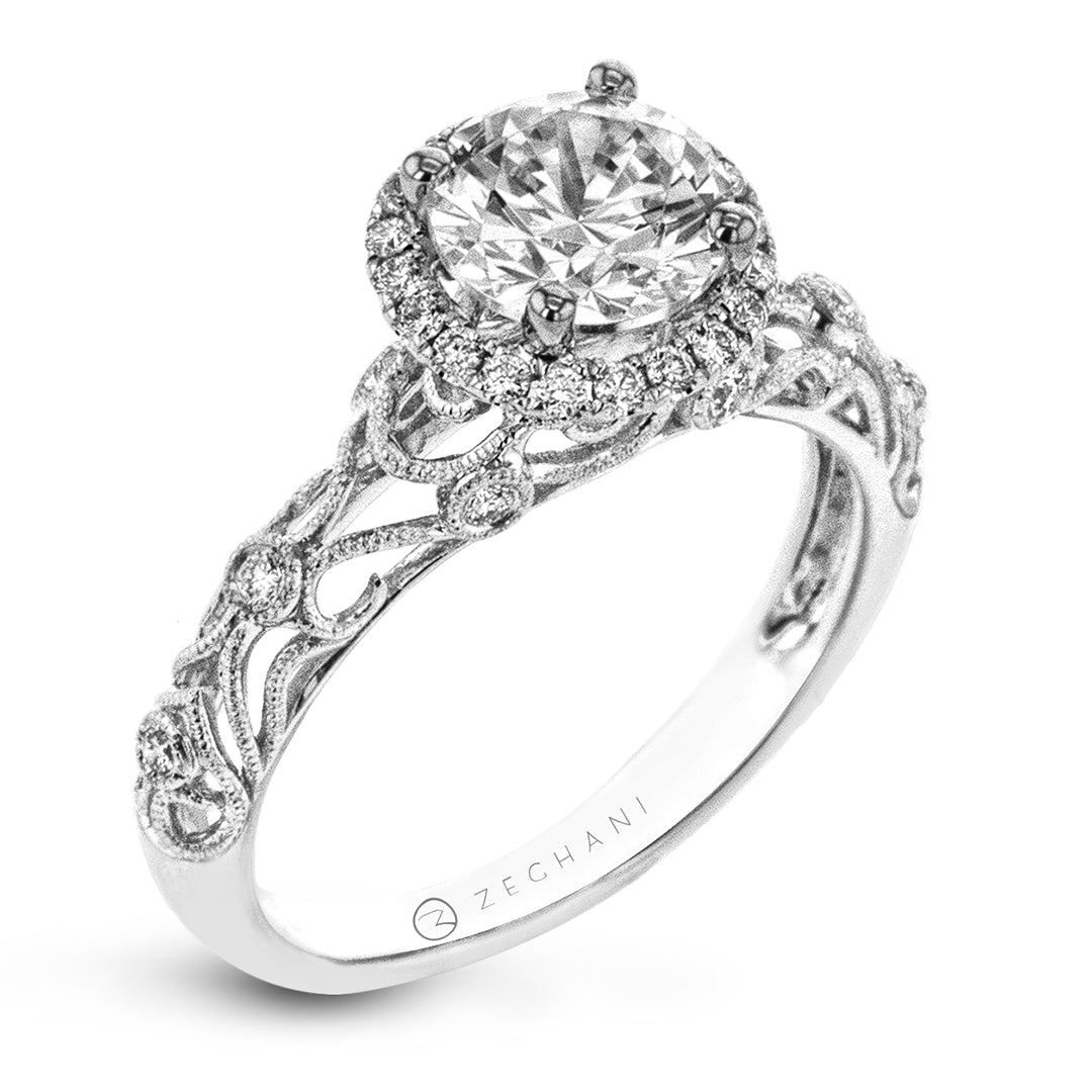Zeghani Halo Crown Engagement Ring