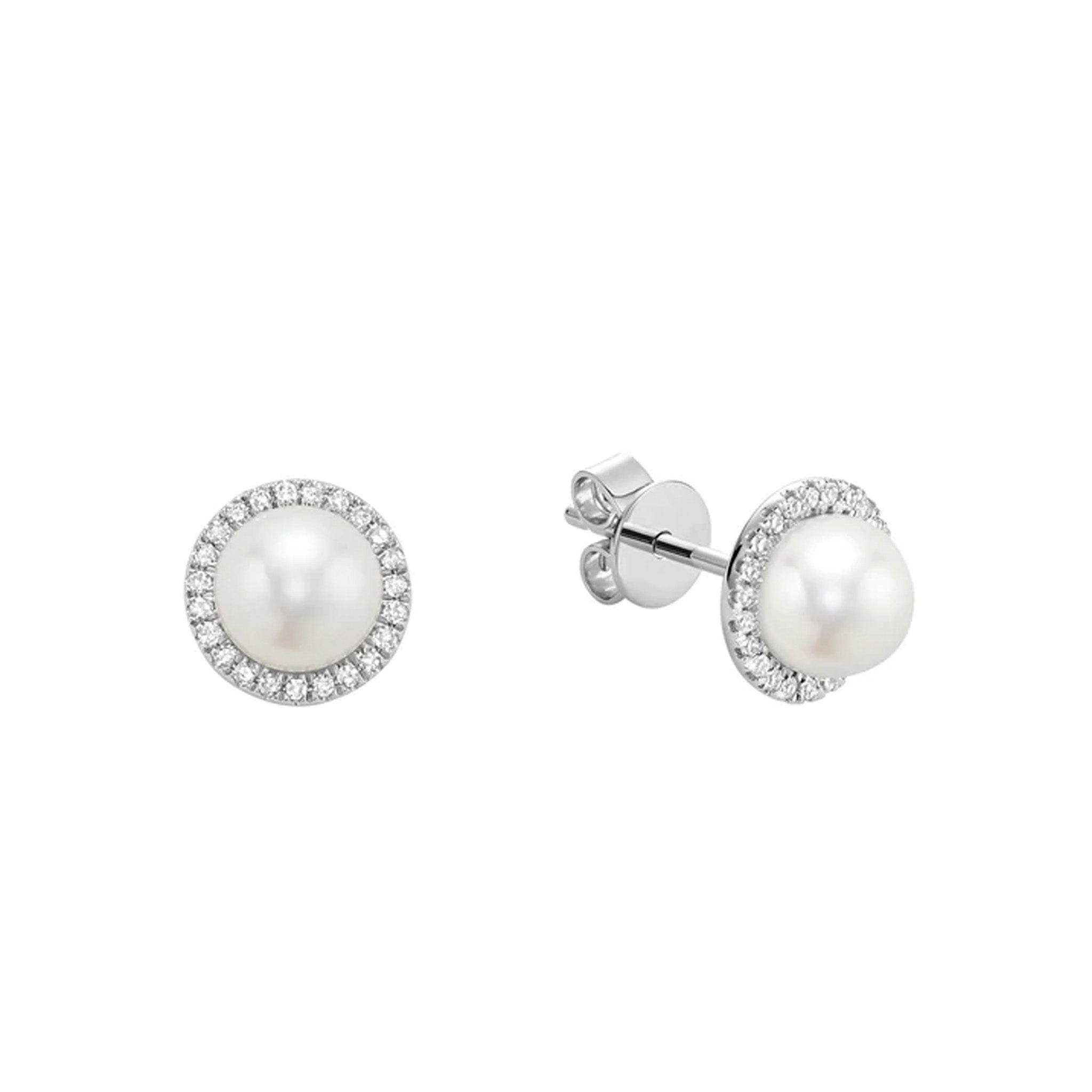 Freshwater Pearl & Diamond Earrings
