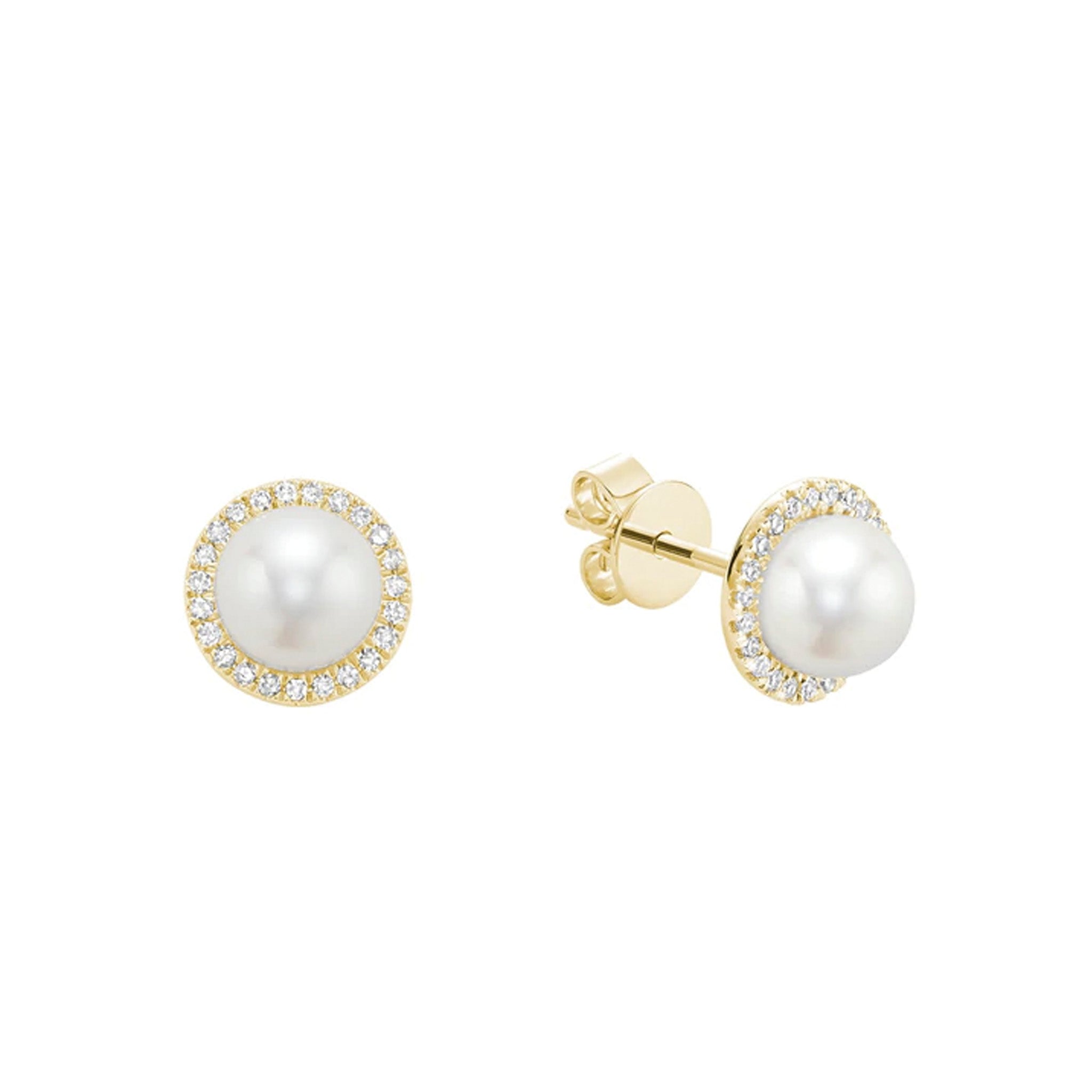 Freshwater Pearl & Diamond Earrings